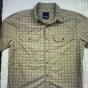 Prana Men's Plaid Button-Down Shirt - Olive and Beige